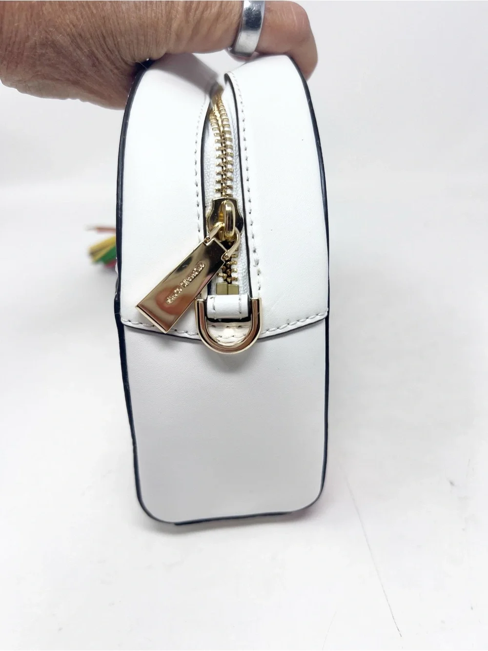 MICHAEL KORS WHITE LEATHER RAINBOW CROSSBODY HALF MOON PURSE NWT